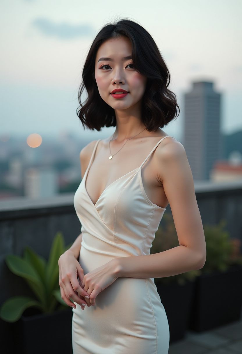 父女在操场散步聊天